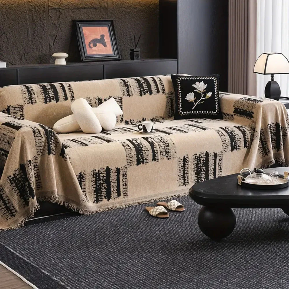 Rustic Abstract Chenille Sofa Cover