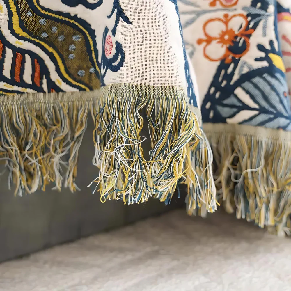 Rustic Artistic Flora Blanket | 100% Floral Cotton Blanket - Image 4