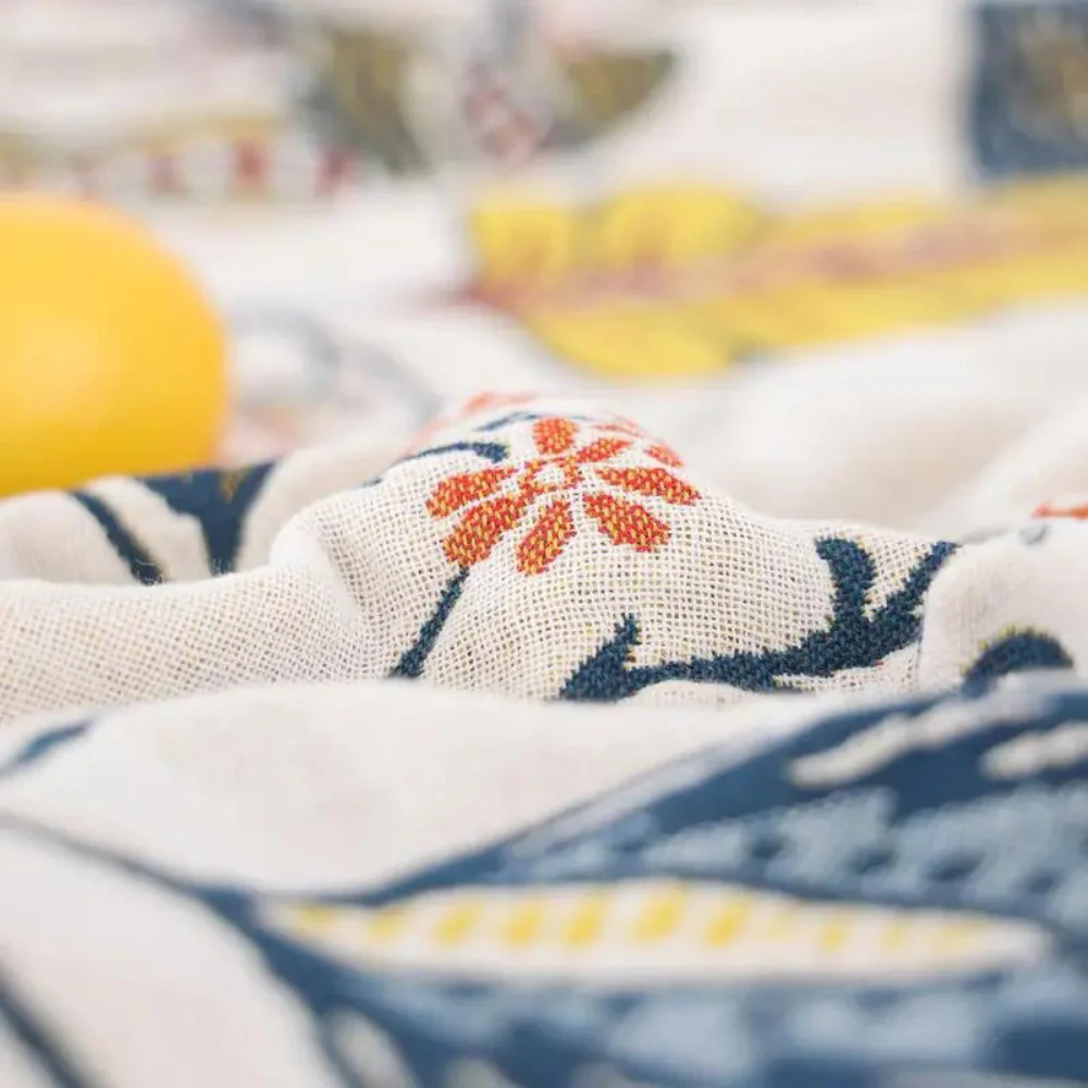 Rustic Artistic Flora Blanket | 100% Floral Cotton Blanket - Image 5