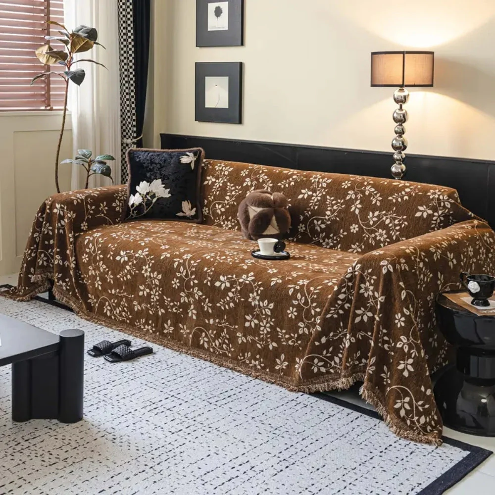 Rustic Blossom Ivory Floral Sofa Cover - Image 3