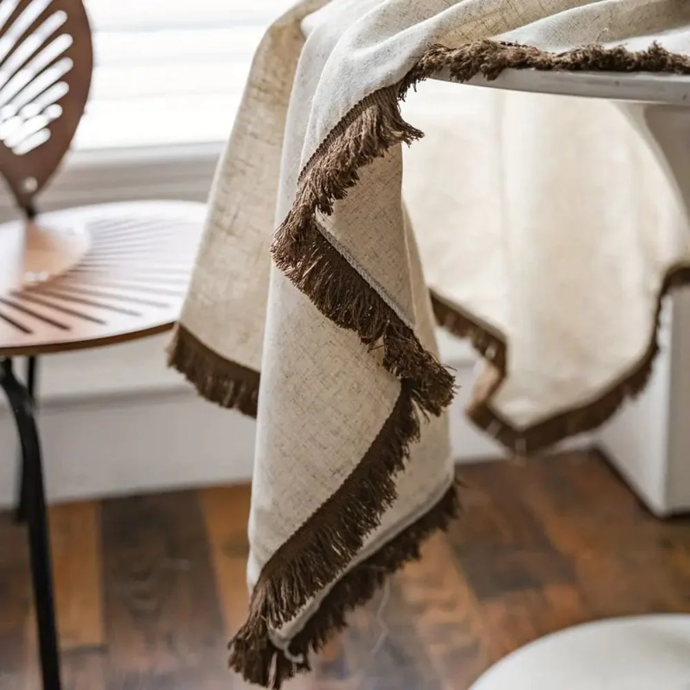 Rustic Charm Tassel Tablecloth - Image 3