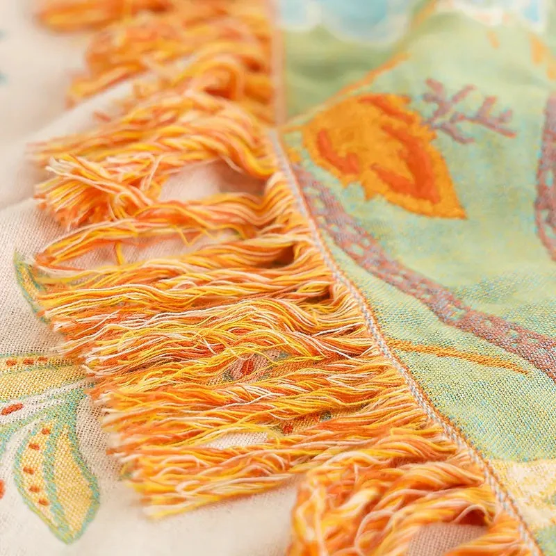 Rustic Floral Boho Blanket | 100% Cotton Floral Blanket - Image 6