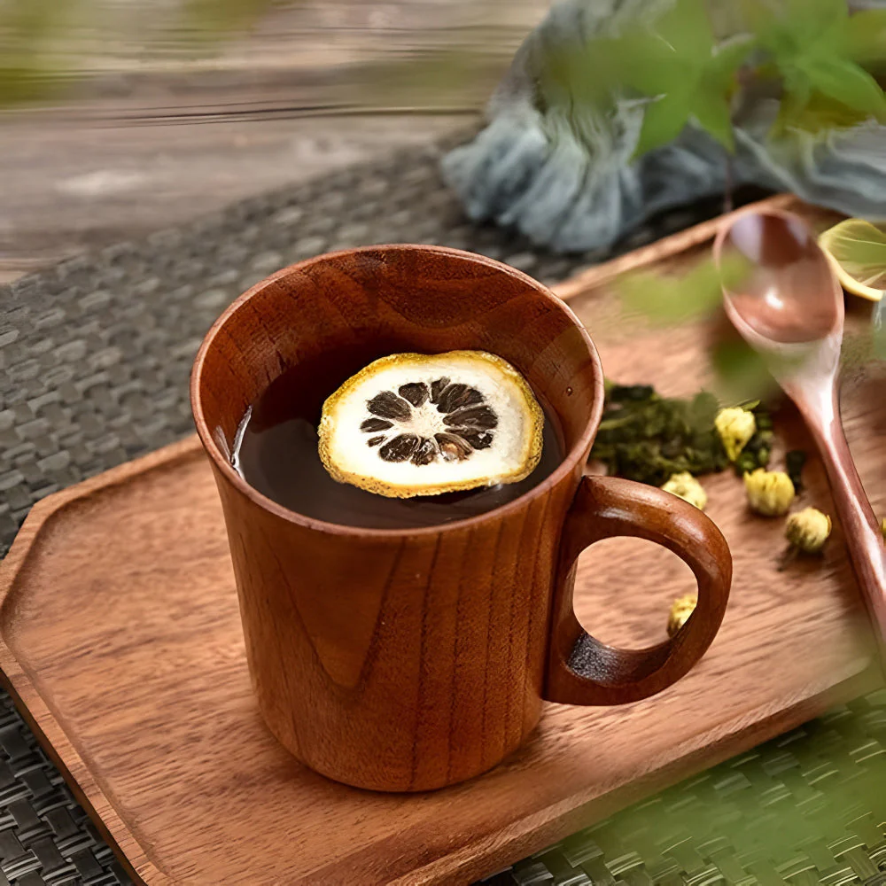 Rustic Japanese Style Wooden Mug - Image 3
