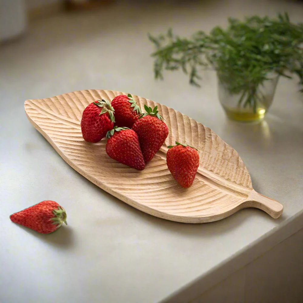 Rustic Leaf Wooden Serving Trays - Image 4