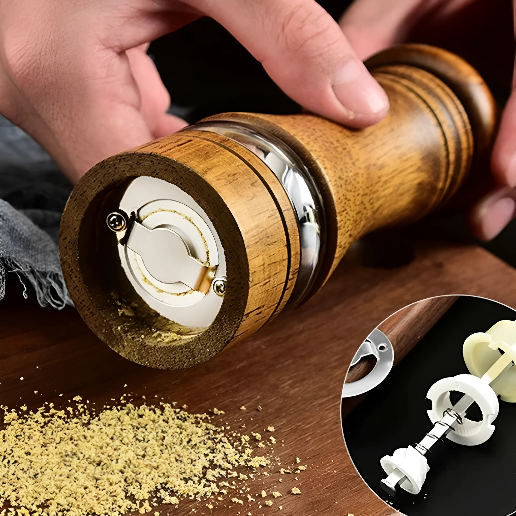 Rustic Oak Seasoning Grinder - Image 3