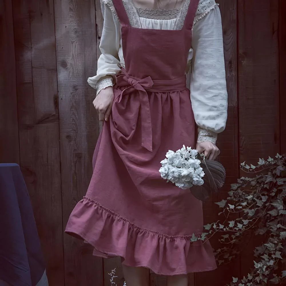 Rustic Ruffle Linen Apron - Image 4