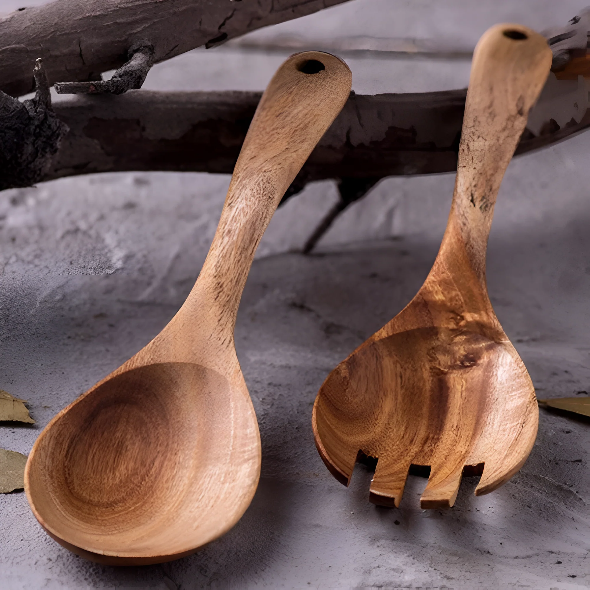 Rustic Teak Salad Serving Set | 2 Pcs - Image 6