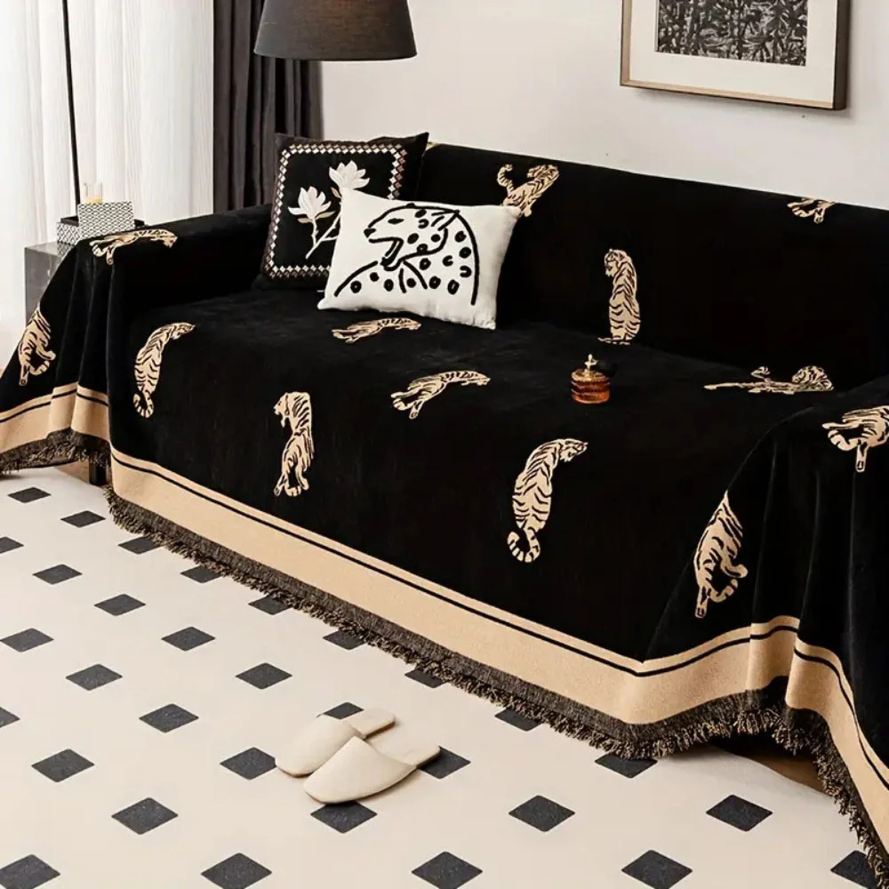 Safari Tiger Chenille Sofa Cover - Image 2