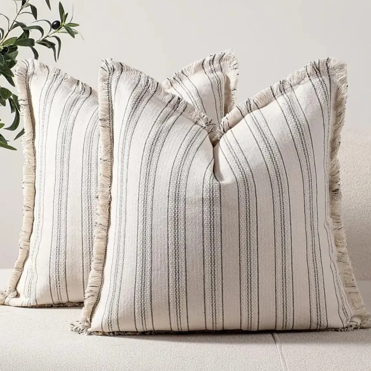 Scandi Stripe Textured Fringe Cushion Cover - Image 8