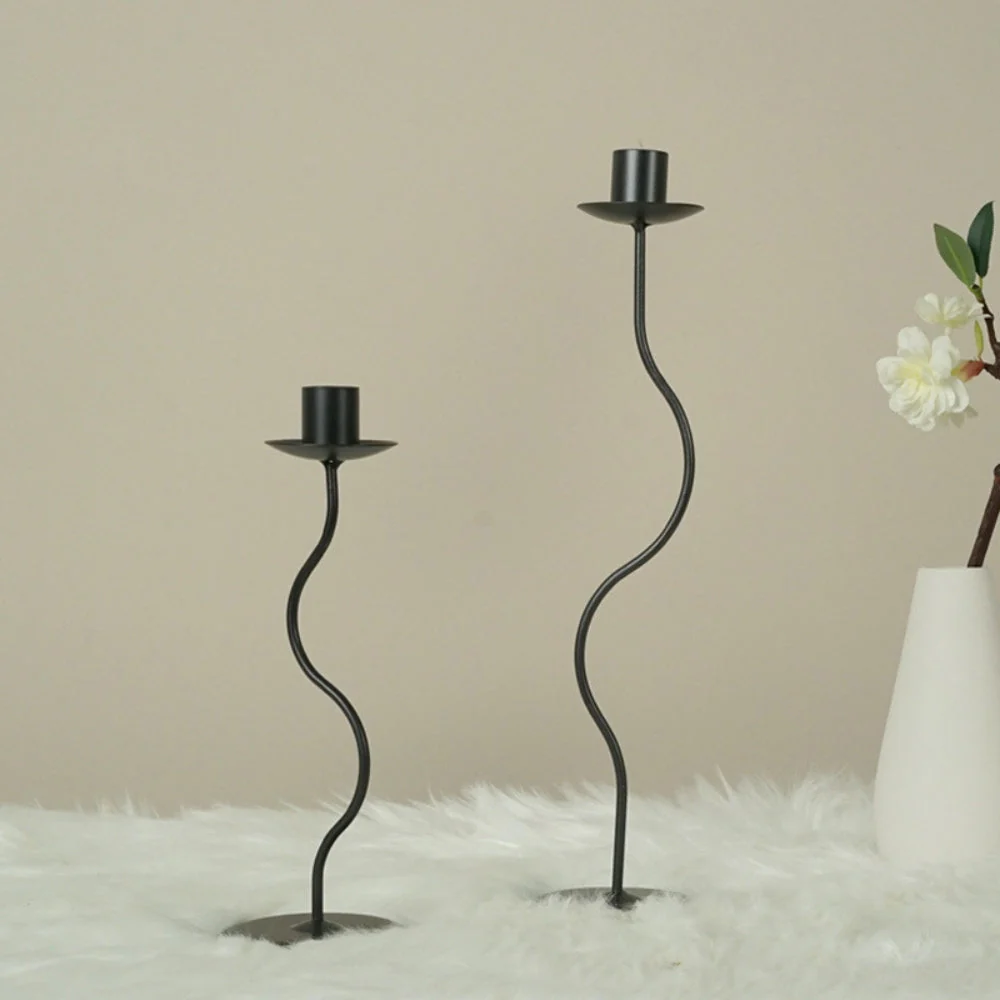 Sculpted Wavy Iron Candle Holder - Image 2