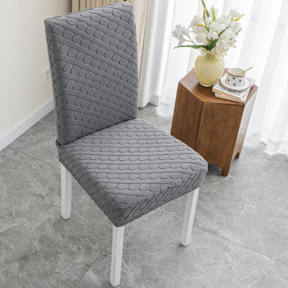 Seraphine Embossed Oval Knitting Dining Chair Cover - Image 10