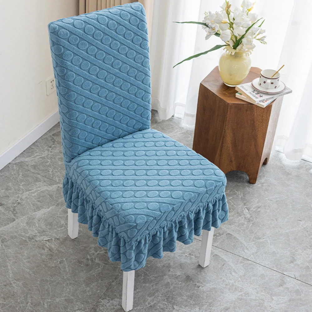 Seraphine Embossed Oval Knitting Dining Chair Cover - Image 5