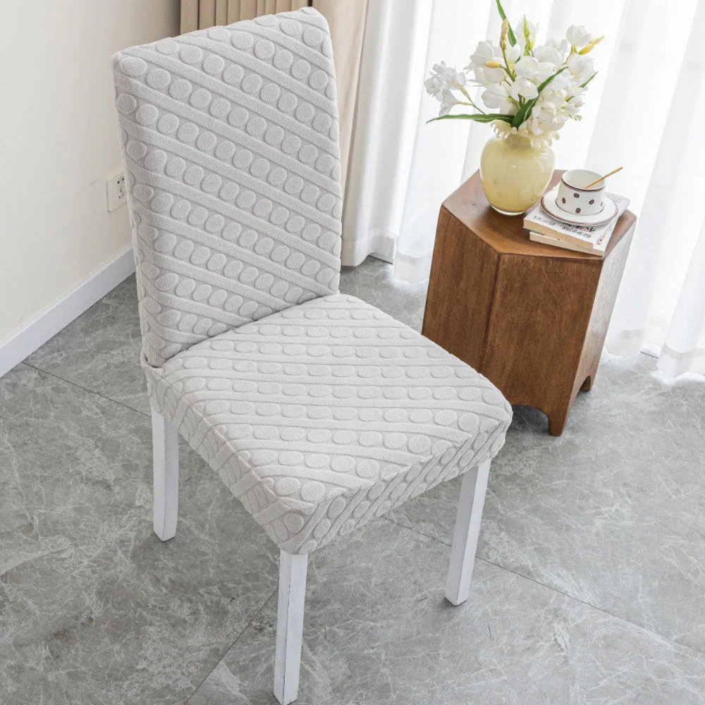 Seraphine Embossed Oval Knitting Dining Chair Cover - Image 8