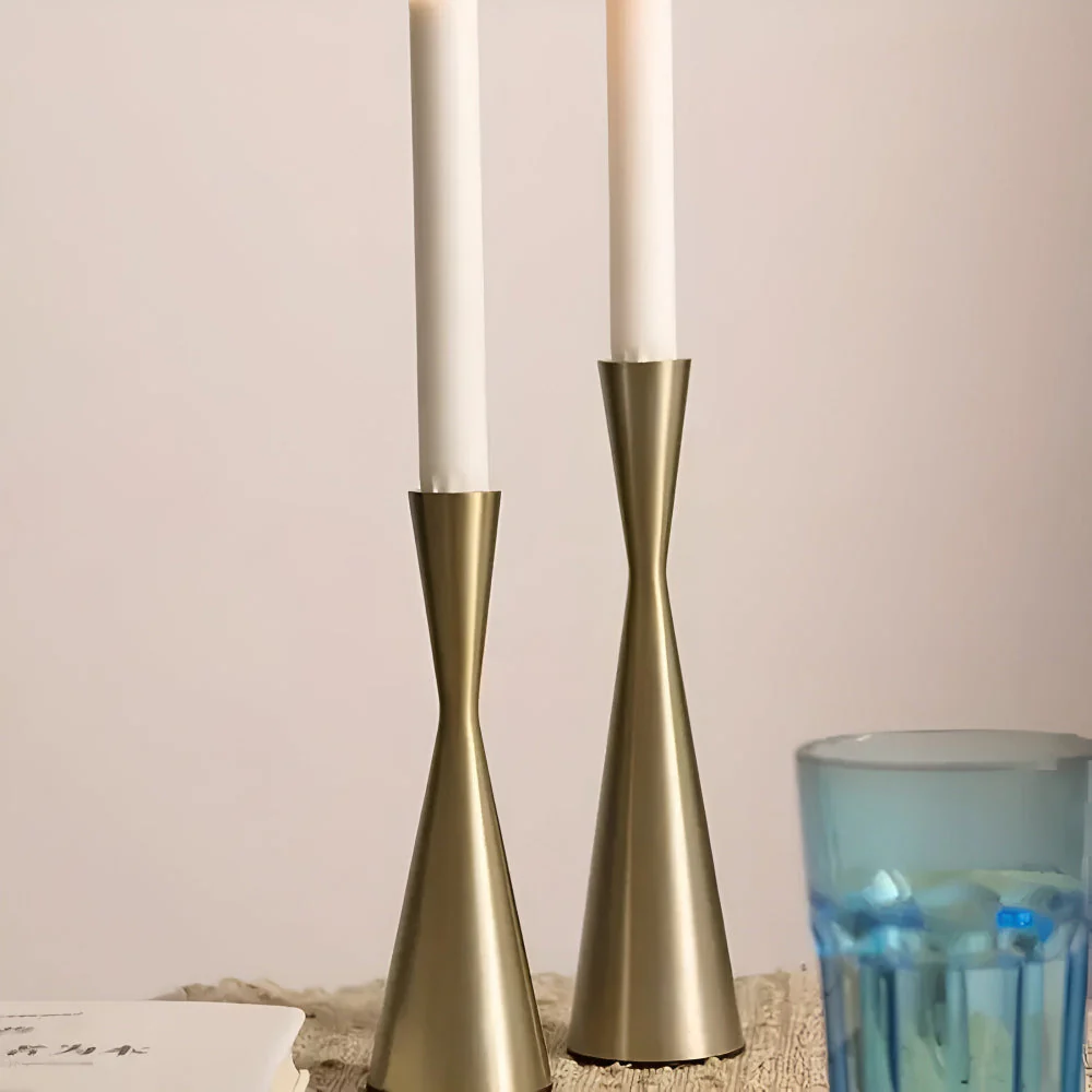 Sleek Nordic Brass Waist Candlestick| 3pcs Set - Image 5