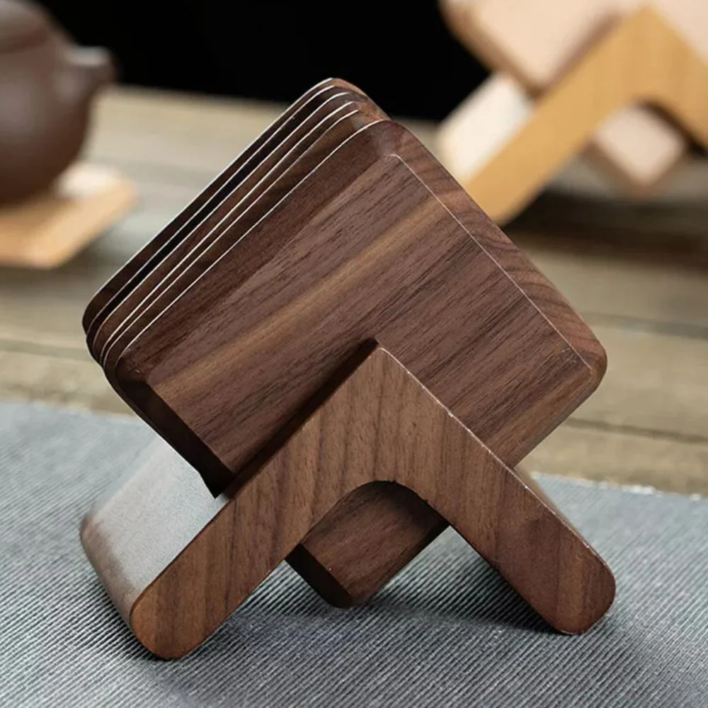 Sleek Stack Wooden Coaster Set | 6pcs - Image 2