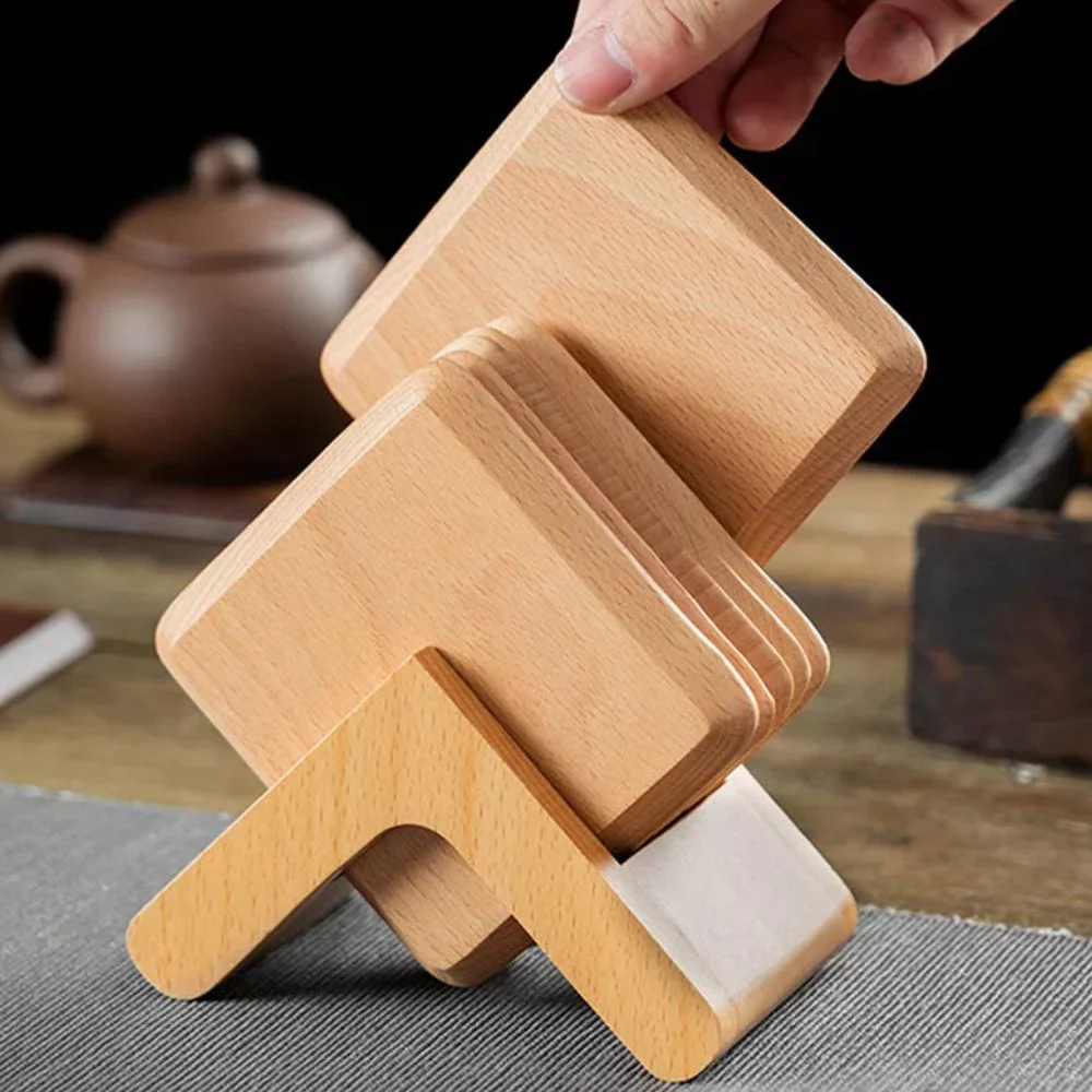 Sleek Stack Wooden Coaster Set | 6pcs - Image 3