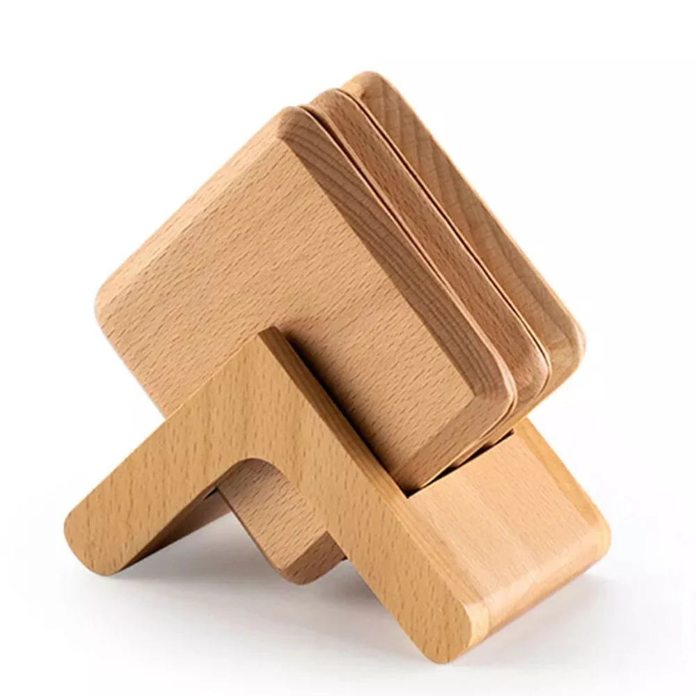 Sleek Stack Wooden Coaster Set | 6pcs - Image 4