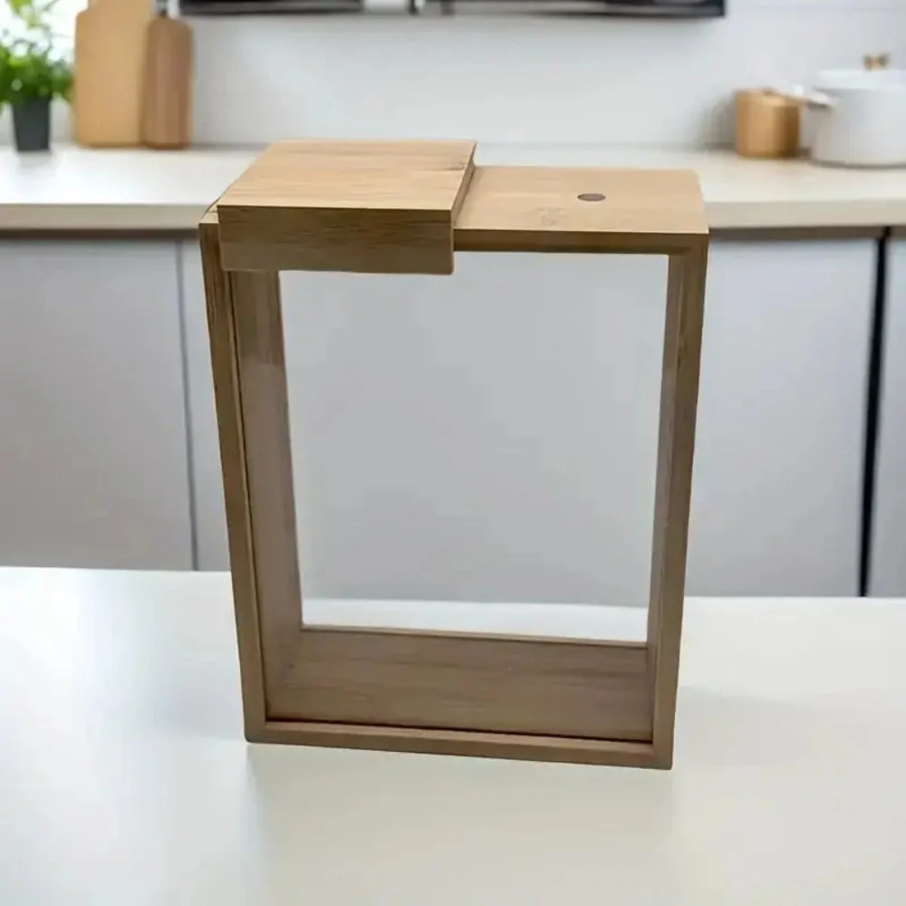 Sliding Bamboo Wood Pasta Grain Storage Container - Image 10
