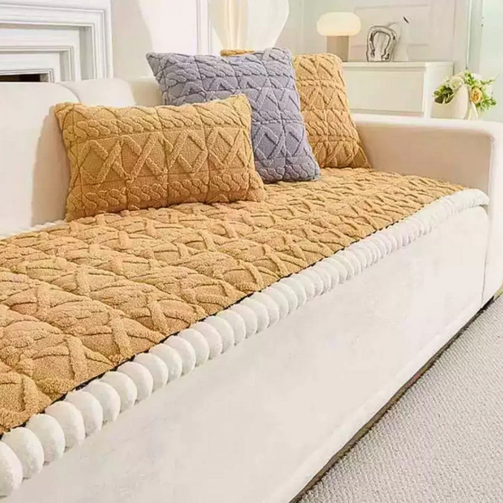 Snuggle Sherpa Plush Sofa Protector Cover - Image 2