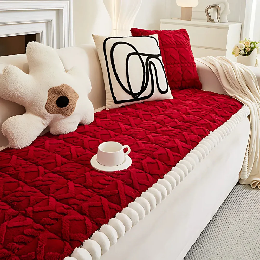 Snuggle Sherpa Plush Sofa Protector Cover - Image 8