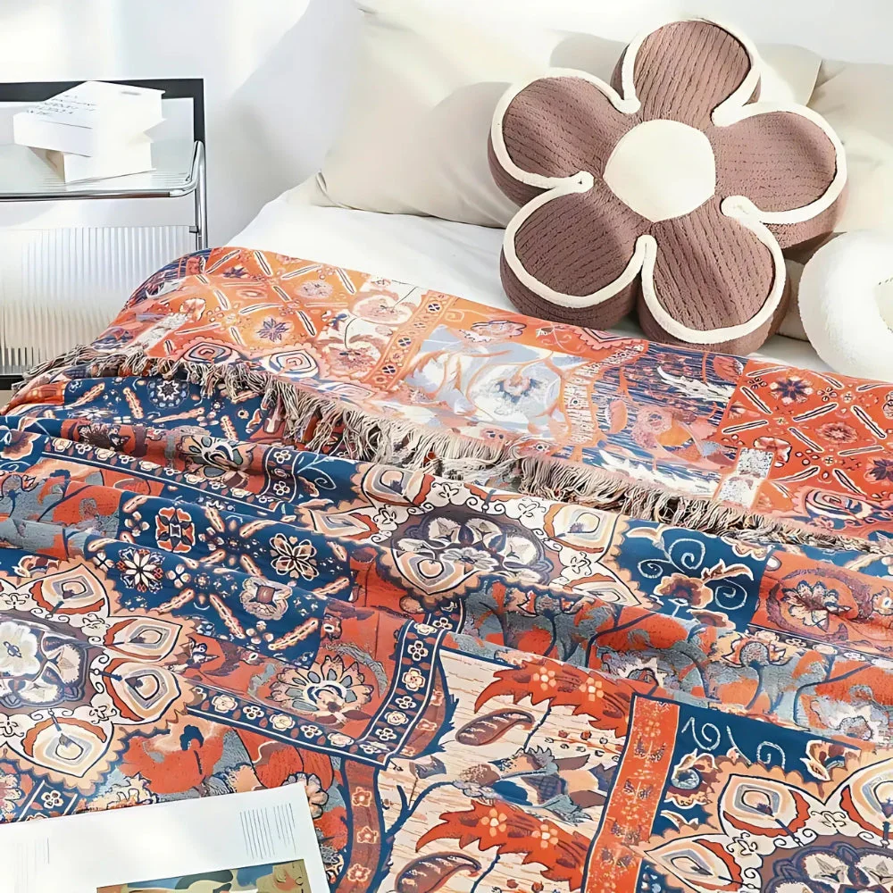 Solea Floral Jacquard Cotton Throw Blanket - Image 3