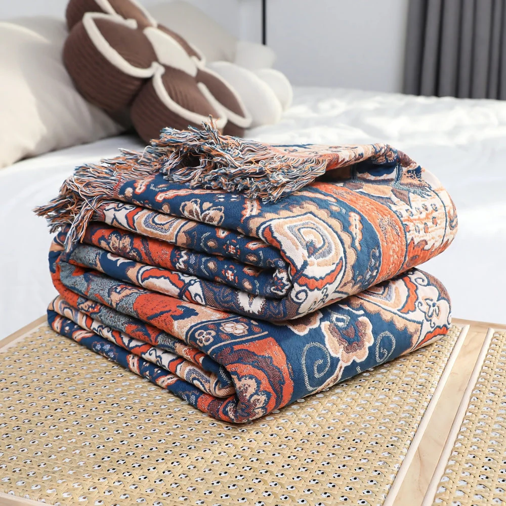 Solea Floral Jacquard Cotton Throw Blanket - Image 4