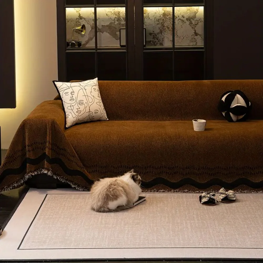 Sora Line Tasseled Sofa Cover - Image 2