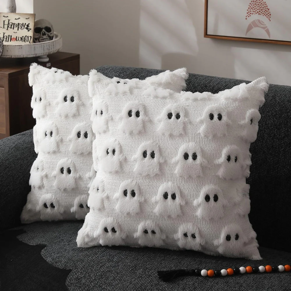 Spooky Ghost Plush Halloween Cushion Cover