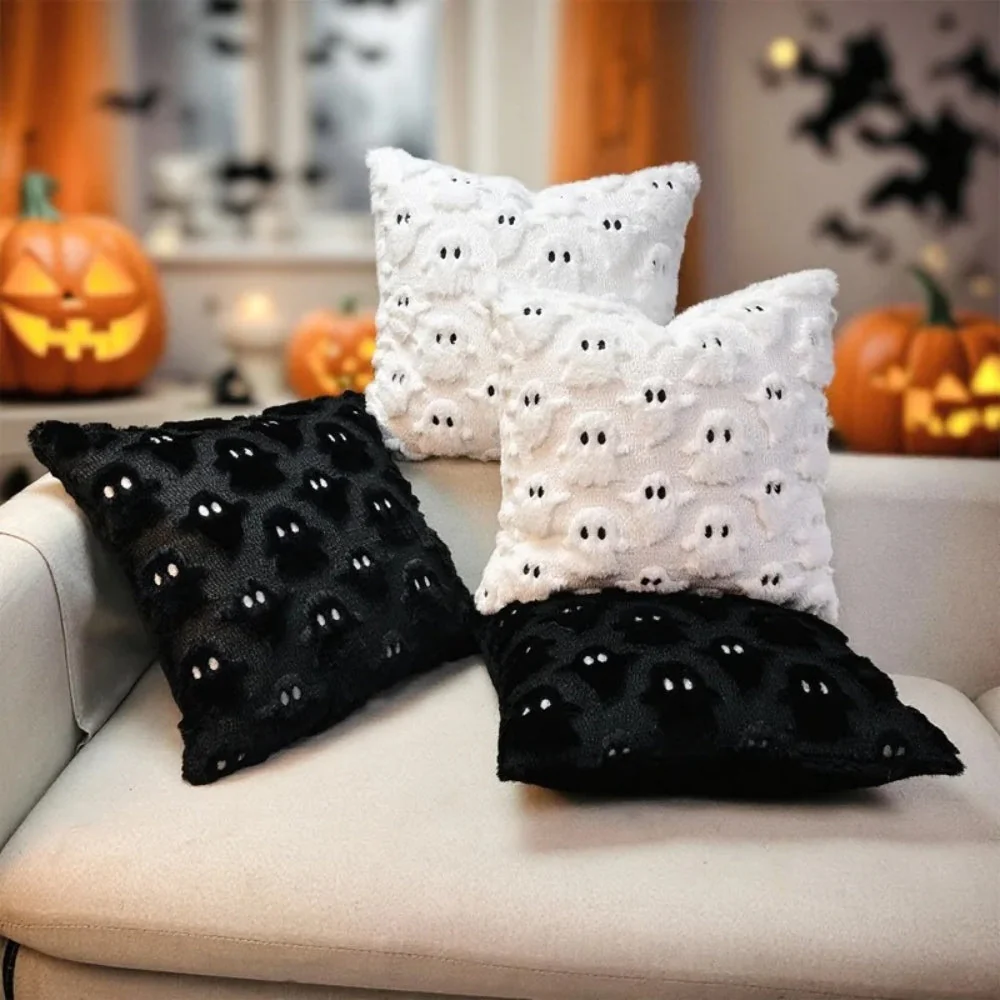 Spooky Ghost Plush Halloween Cushion Cover - Image 3