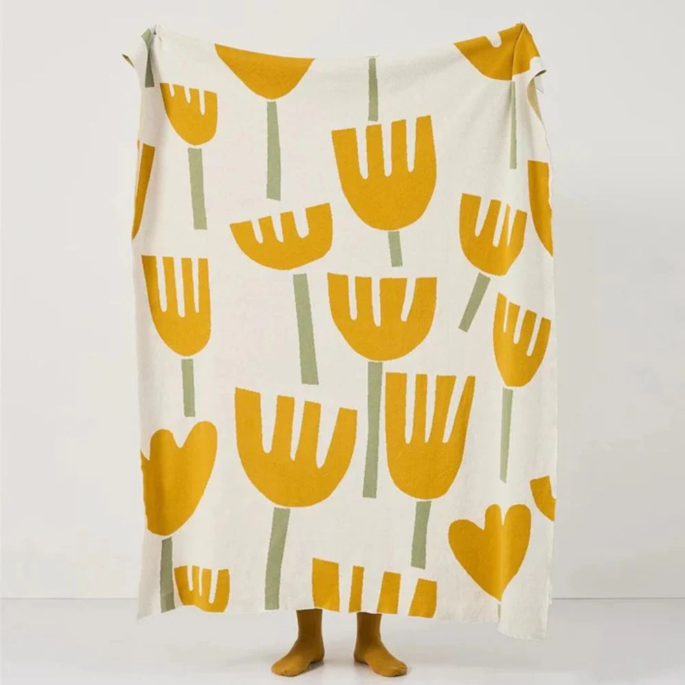 Spring Tulip Floral Knitted Blanket - Image 5