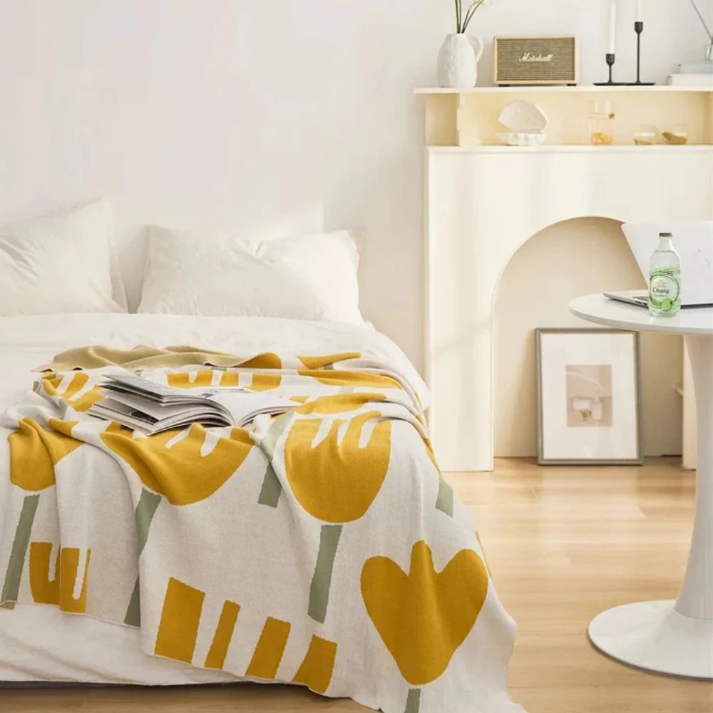 Spring Tulip Floral Knitted Blanket - Image 6