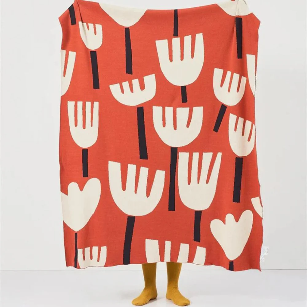 Spring Tulip Floral Knitted Blanket - Image 7
