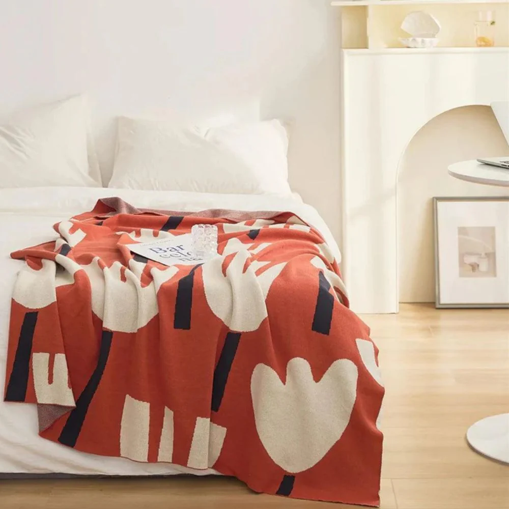 Spring Tulip Floral Knitted Blanket - Image 9