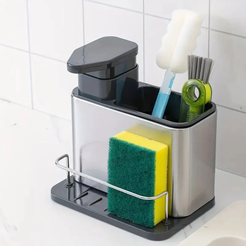 Stainless Steel Dish Soap Dispenser & Utensil Rack - Image 2