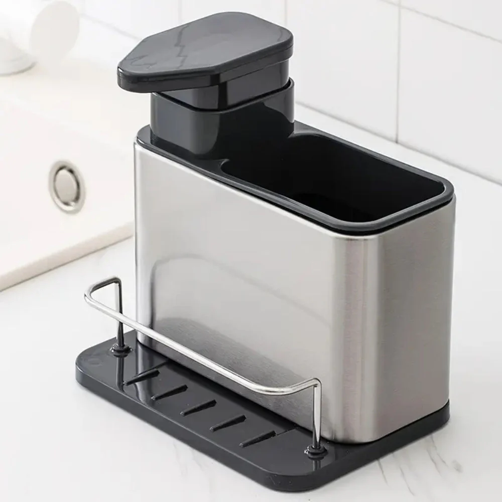 Stainless Steel Dish Soap Dispenser & Utensil Rack - Image 6