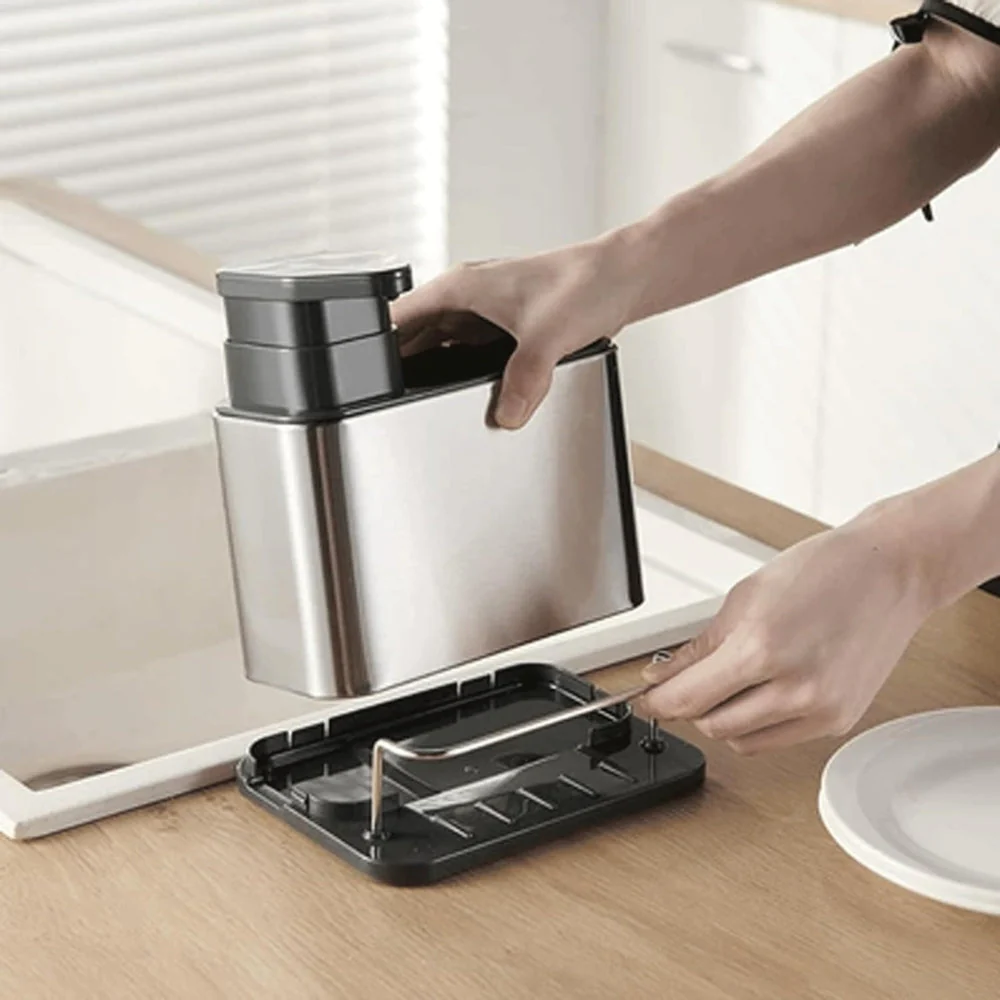 Stainless Steel Dish Soap Dispenser & Utensil Rack - Image 7