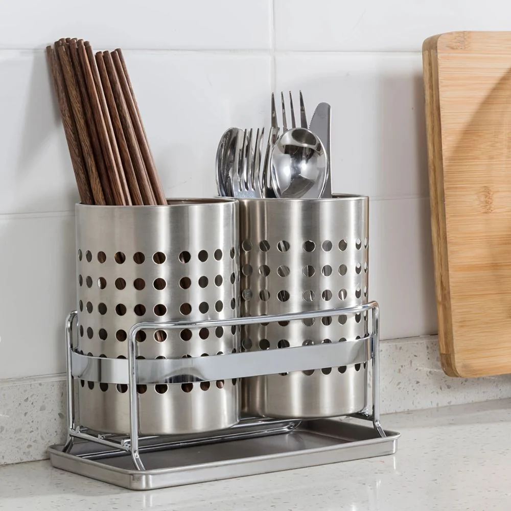 Stainless Steel Utensil Holder with Hole - Image 5