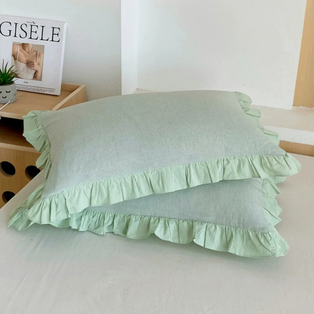 Striped Ruffled Lace Pillowcases in Multiple Colors - Image 10
