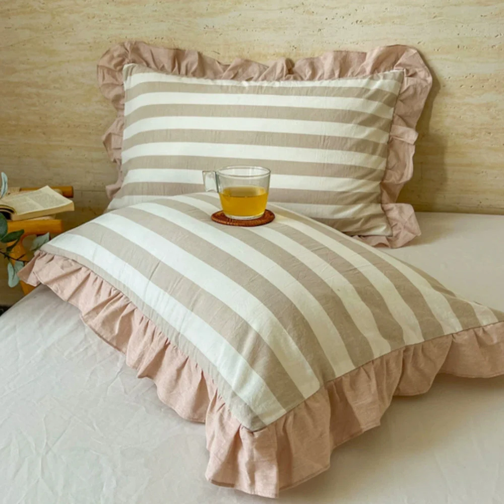 Striped Ruffled Lace Pillowcases in Multiple Colors - Image 20