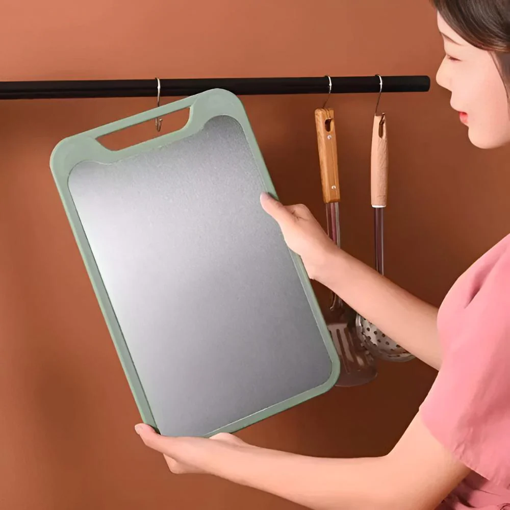Stylish Double-Sided Stainless Steel Chopping Board - Image 5