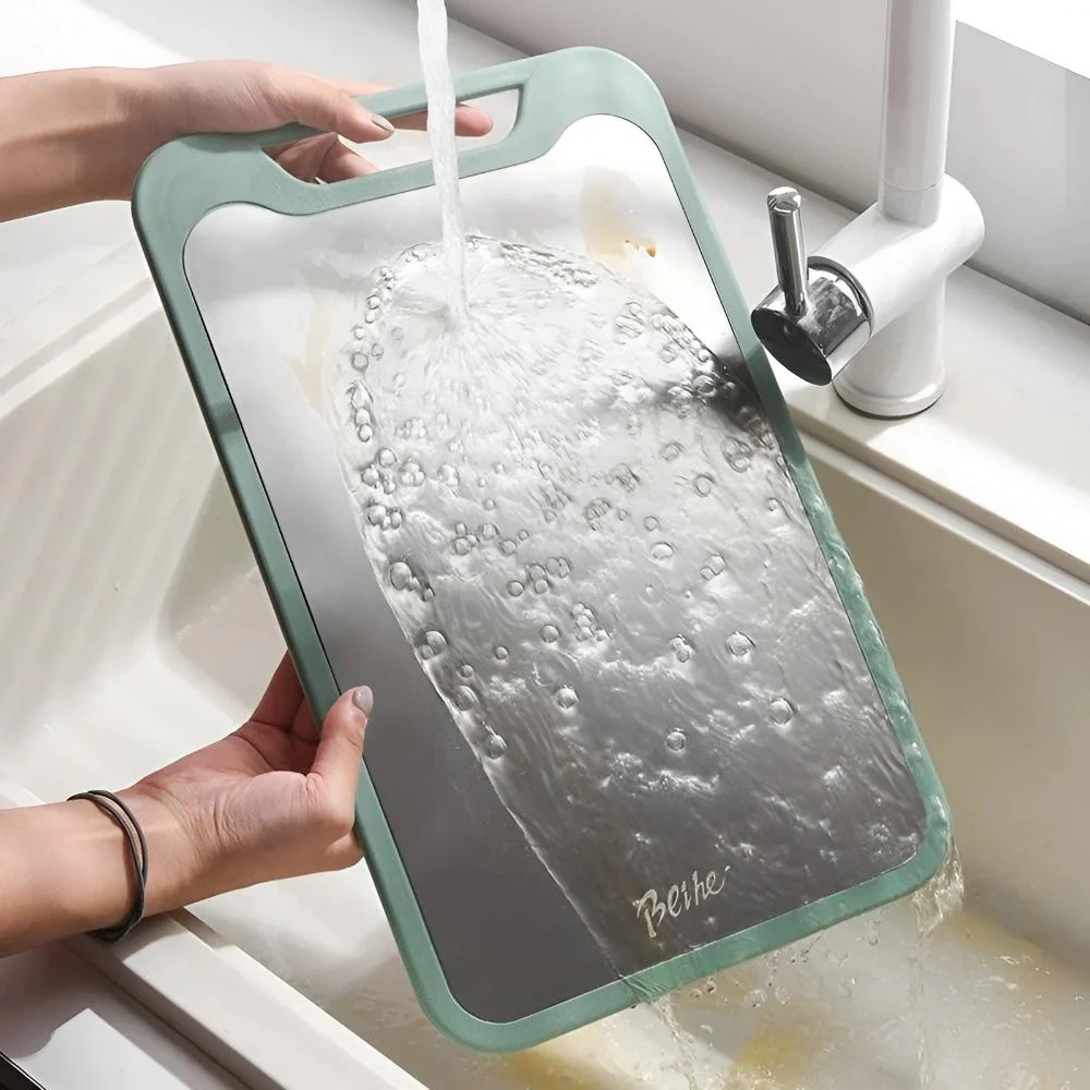 Stylish Double-Sided Stainless Steel Chopping Board - Image 6