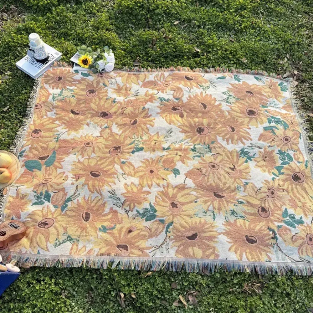 Sun Floral Outdoor Picnic Blanket - Image 3