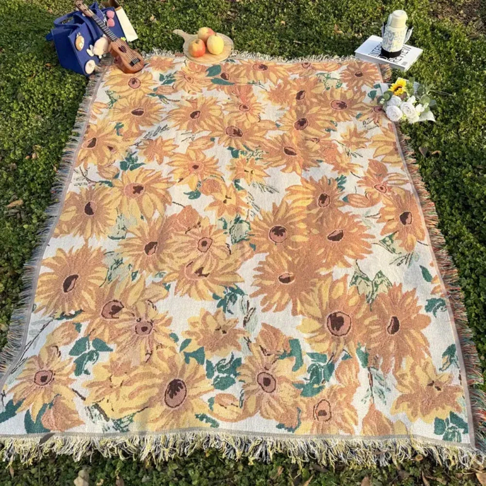 Sun Floral Outdoor Picnic Blanket - Image 4