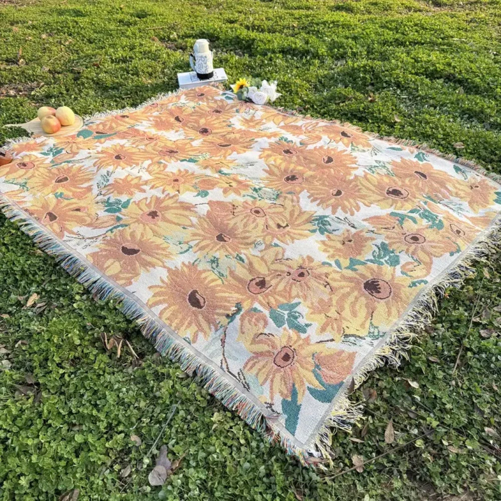 Sun Floral Outdoor Picnic Blanket - Image 5