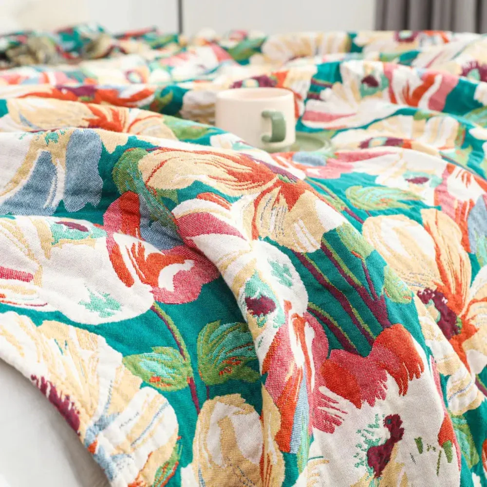 Sunlit Floral Tassel Cotton Blanket - Image 4