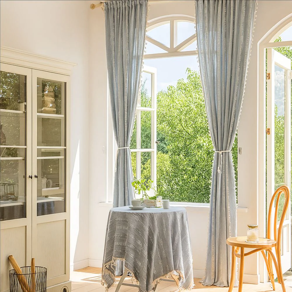 Sunlit Stripes Sheer Tassel Curtain
