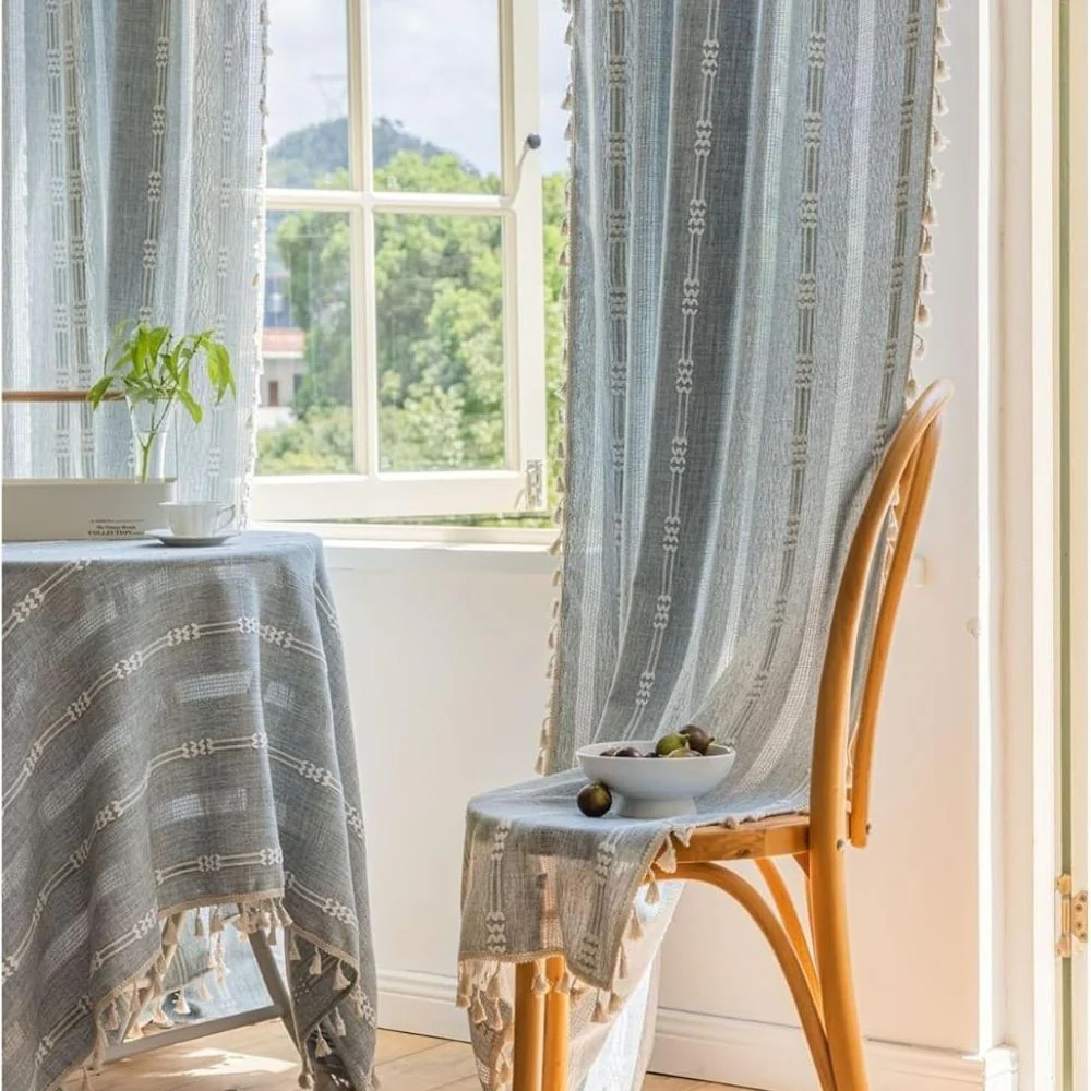 Sunlit Stripes Sheer Tassel Curtain - Image 3