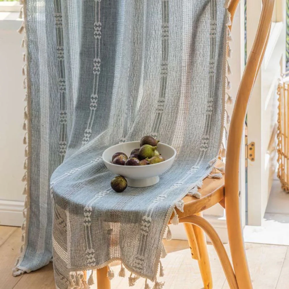 Sunlit Stripes Sheer Tassel Curtain - Image 4