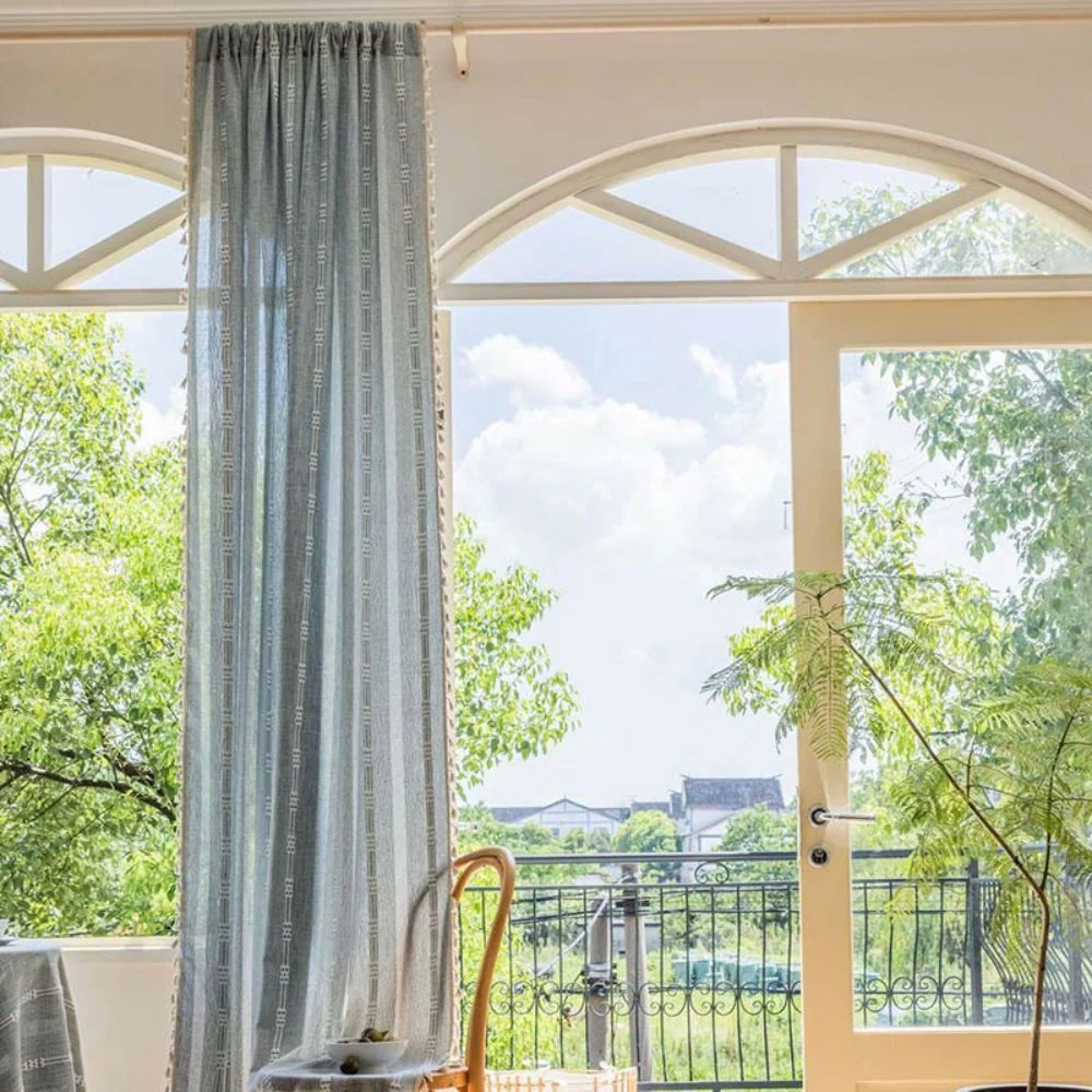 Sunlit Stripes Sheer Tassel Curtain - Image 5