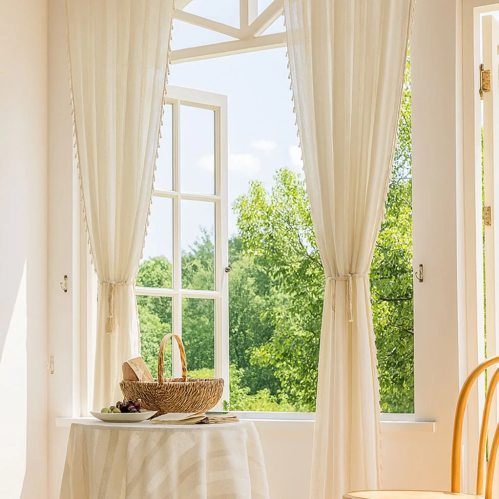 Sunlit Stripes Sheer Tassel Curtain - Image 9